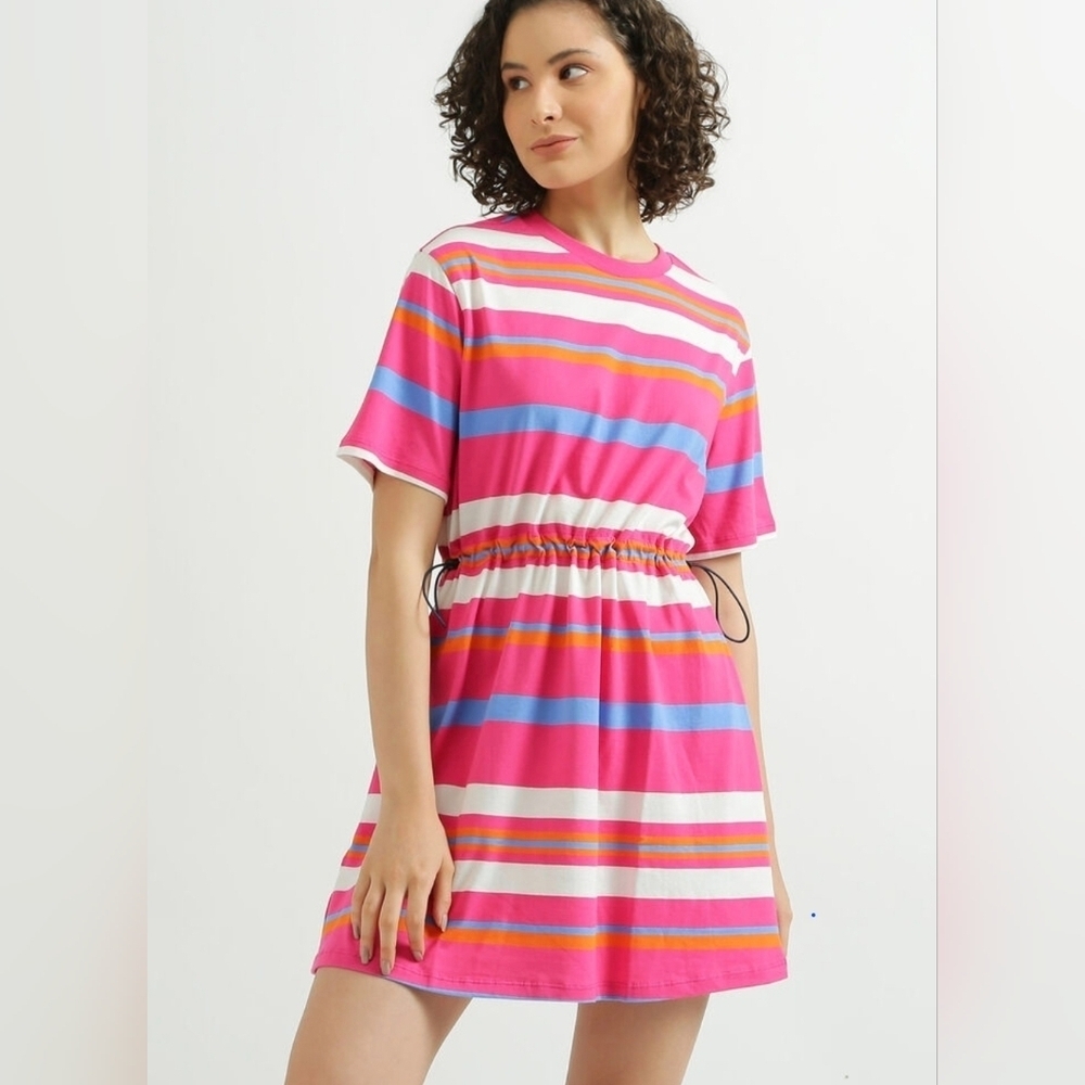 United Colors of Benetton multicolor stripe mini dress 💯 % Cotton Size Small